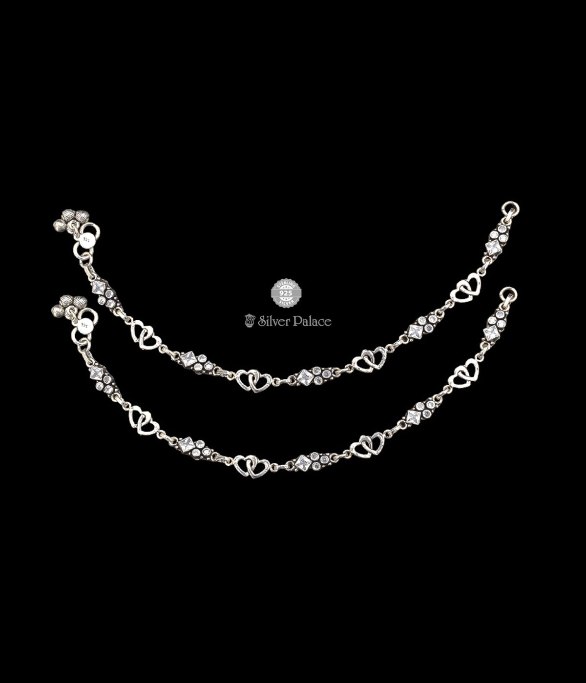 925 Pure Sterling Silver Neeth Collection Heart Shape Anklets For  Ladies 