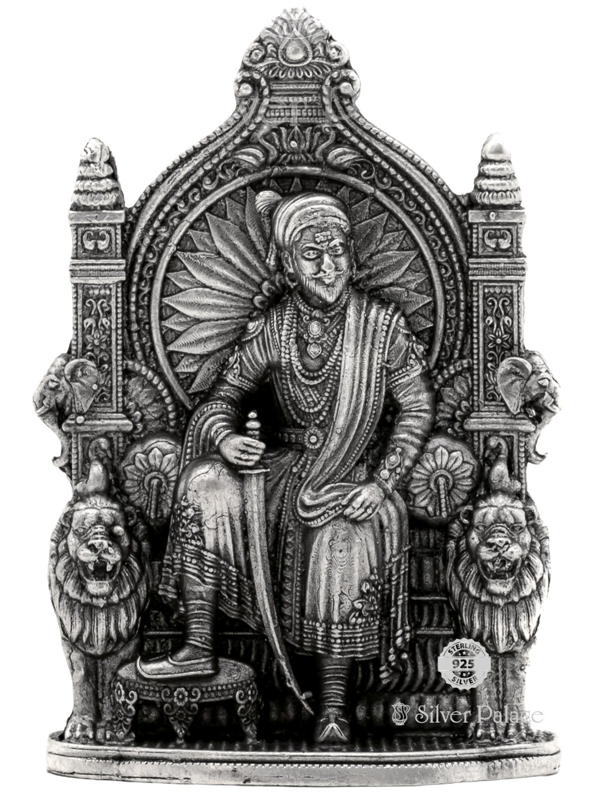 92.5 OXIDISED SILVER Chatrapati Shivaji Maharaj Statue  for show piece
