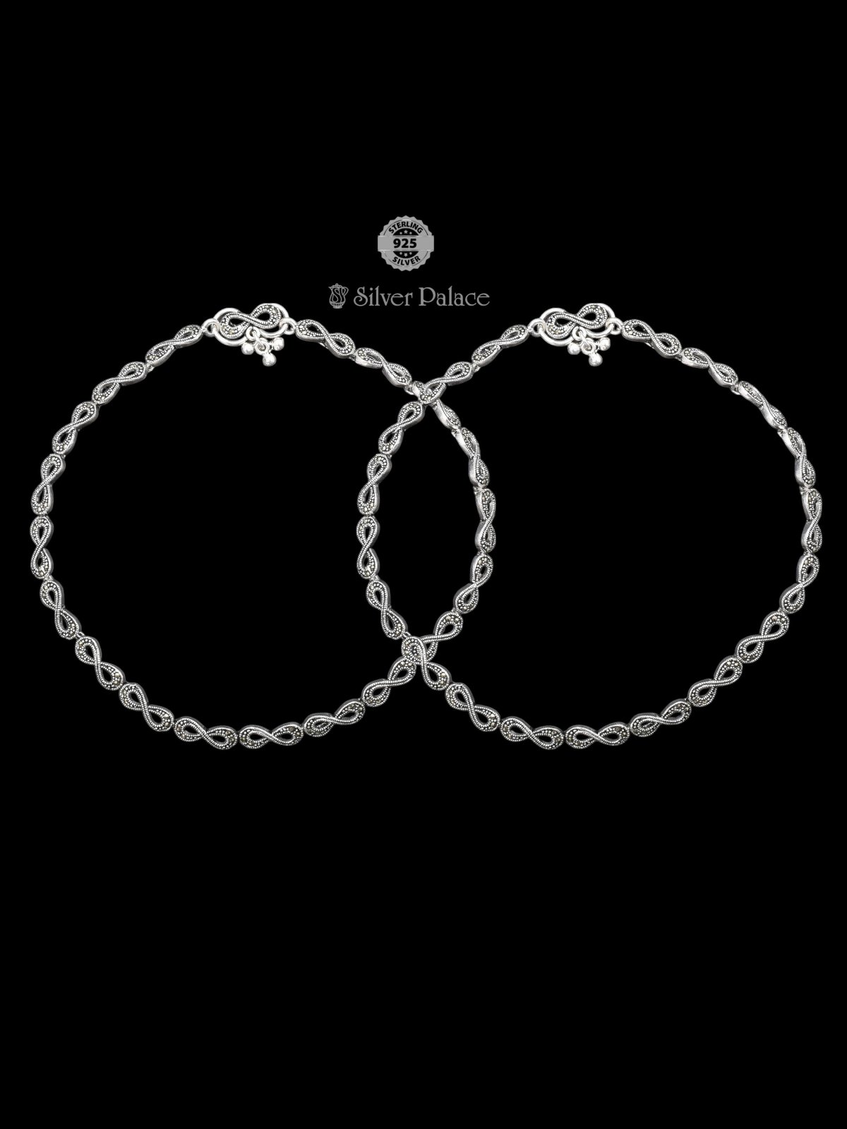 92.5 OXIDISED SILVER INFINITY SYMBOL ANKLET FOR WOMEN PRITE COLLECTION