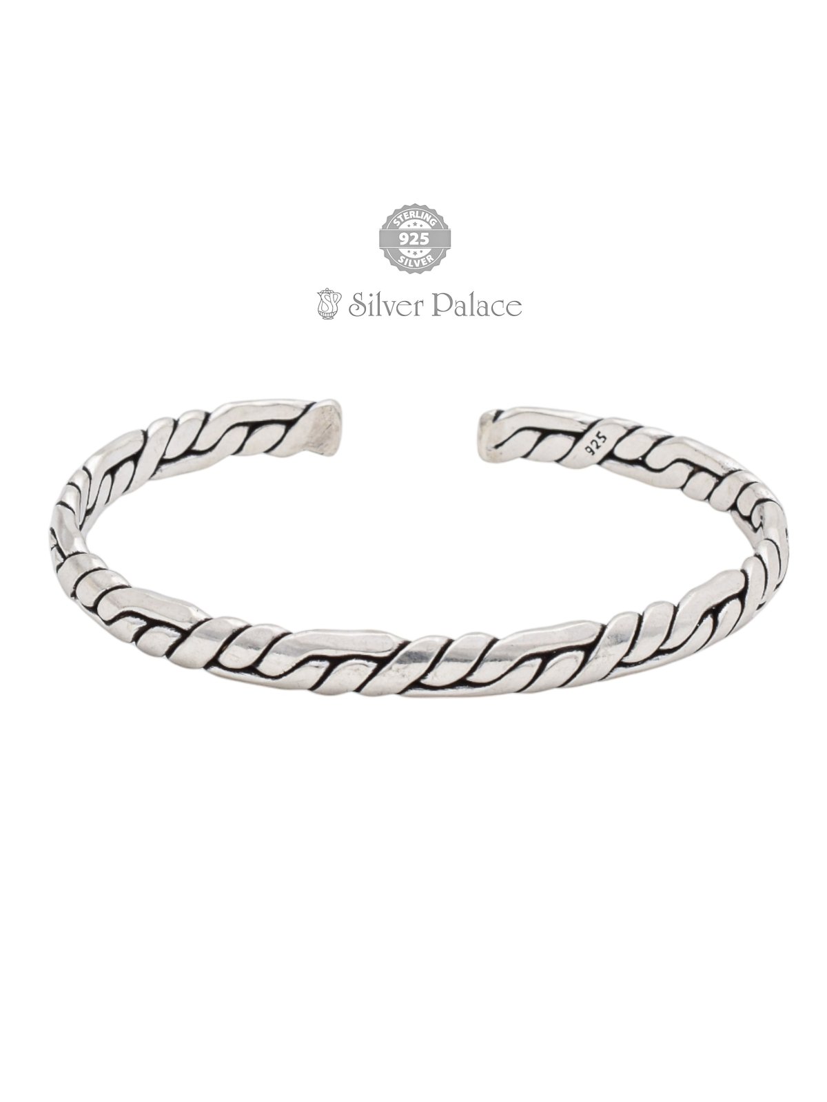 925 Sterling Silver Braided Design Kada for Men Maan Collection
