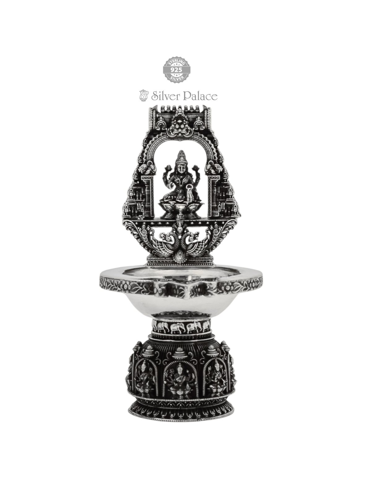 925 ANTIC SILVER ASTALAKSHMI LAMP FOR POOJA USE 