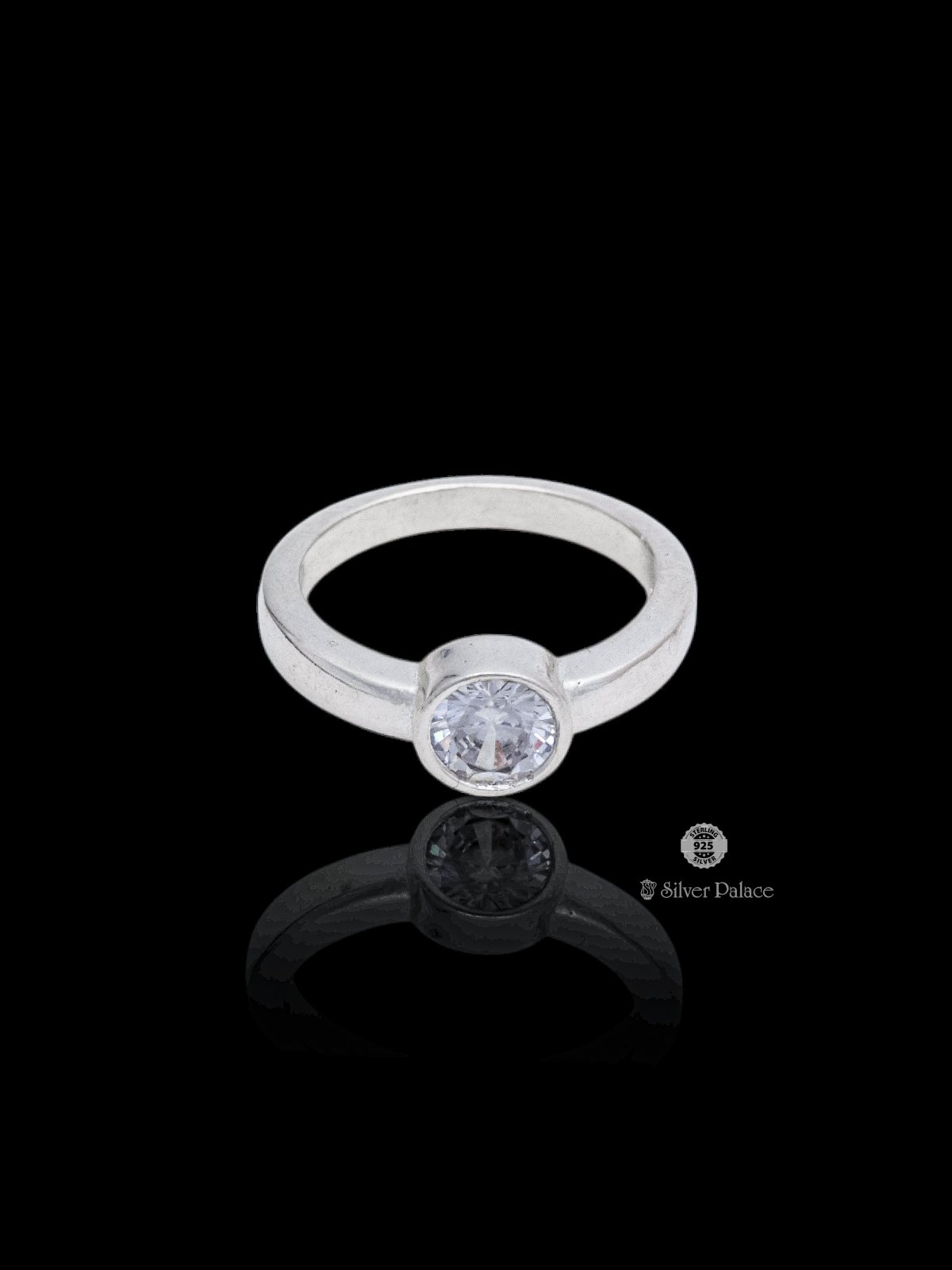 925 Sterling Silver Circle White Stone Rashi Ring For Unisex - Silver ...