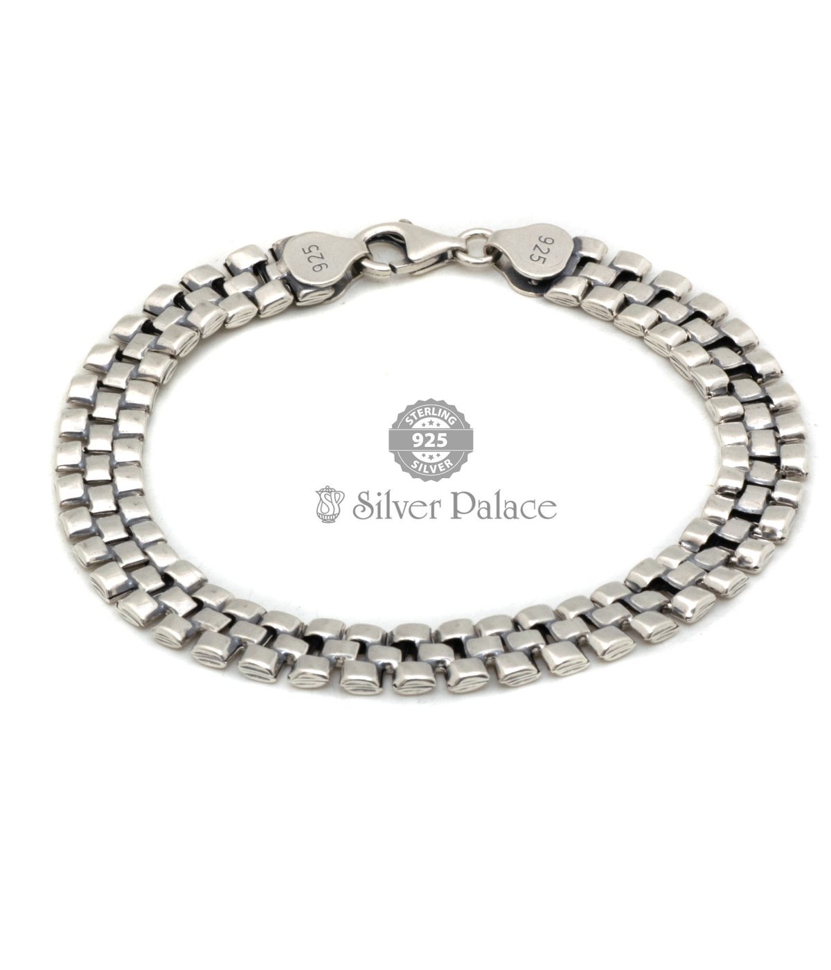 925 Sterling Silver Classic  Watch Strap Chain Bracelet