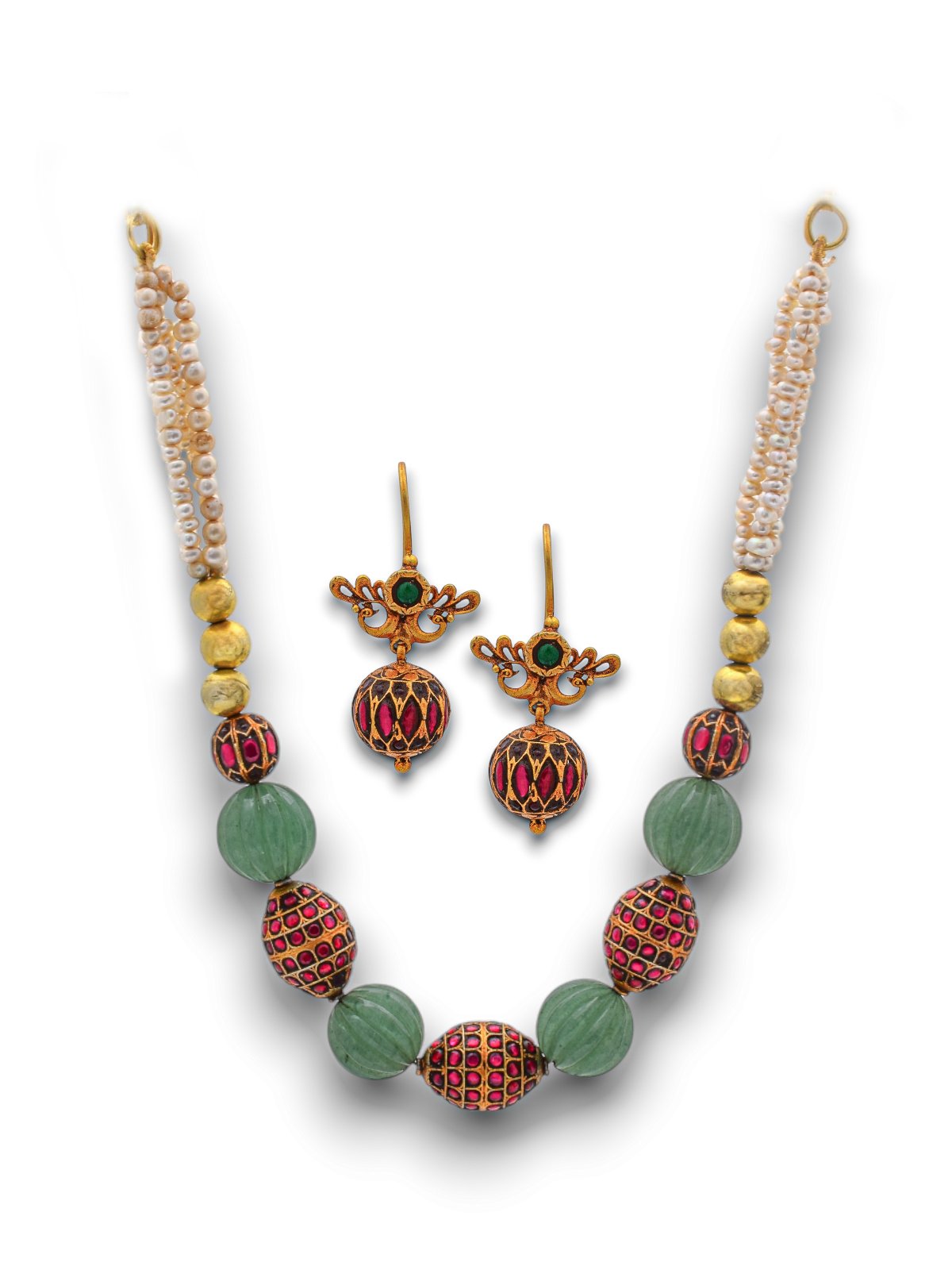 925 SILVER GOLD POLISHED BEADS DESIGN NECKLACE FOR WOMEN ANITE COLLECTION