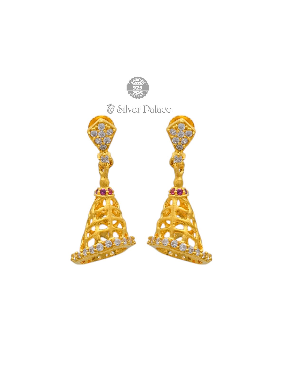 925 SILVER GOLD POLISH CONE SHAPE JHUMKA FOR YOUR LOVED ONE ANITE COLLECTION 