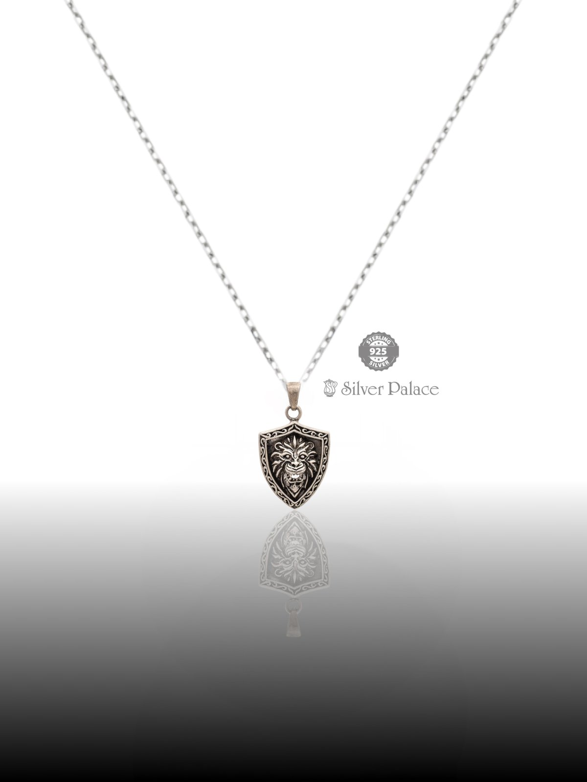 925 OXIDISED SILVER MAAN COLLECTION LION EMBLEM PENDANT FOR BOYS