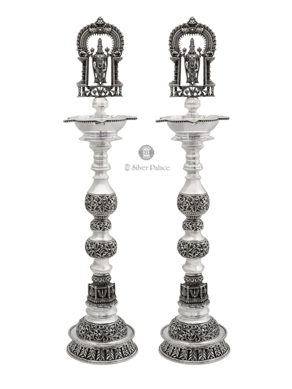 925 ANTIC SILVER VISHNU KUTHU VILAKKU FOR POOJA PURPOSE 