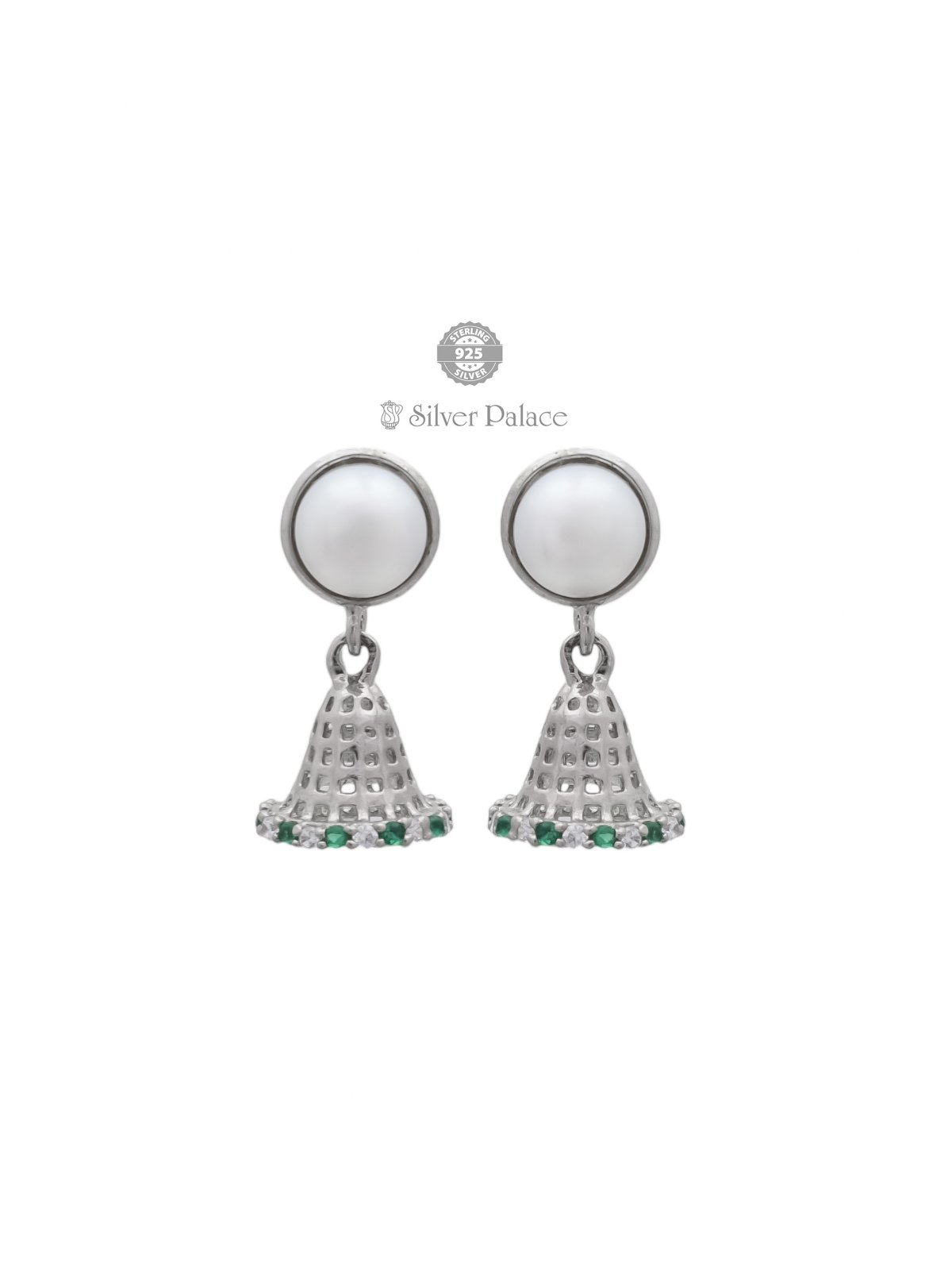 925 sterling silver Pearl and Stone jhumka for girls puya collection 