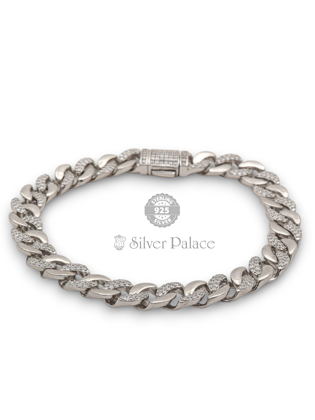 92.5 Sterling Silver Hardik Pandya Stone Studded bracelet Iced Cut  puya collection