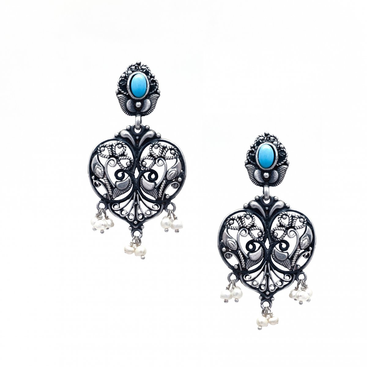 92.5 SILVER OXIDIZED TRADITIONAL EARRINGS FOR WOMEN AND GIRLS 