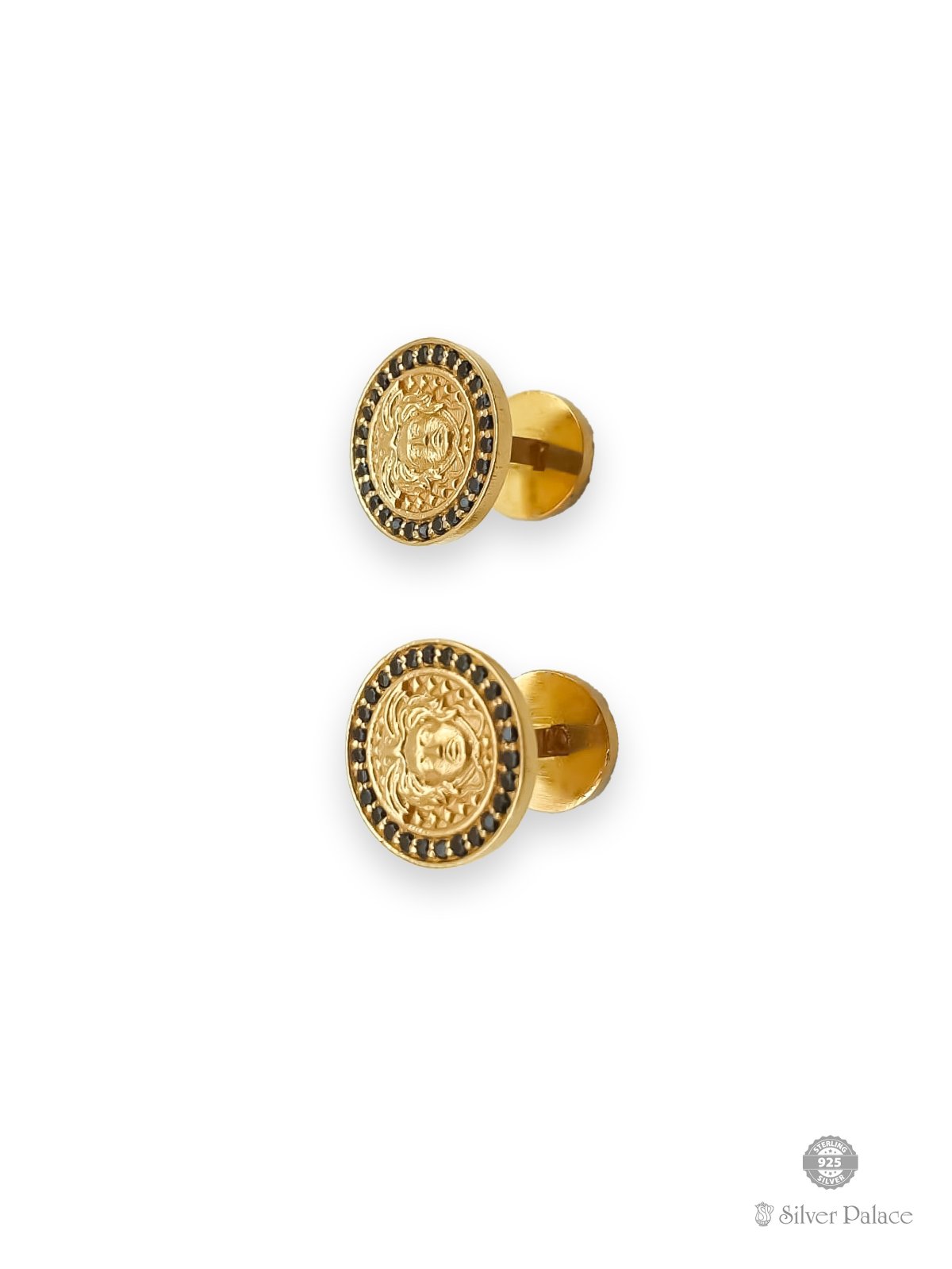 916 pure gold Medusa head motif cuff links 