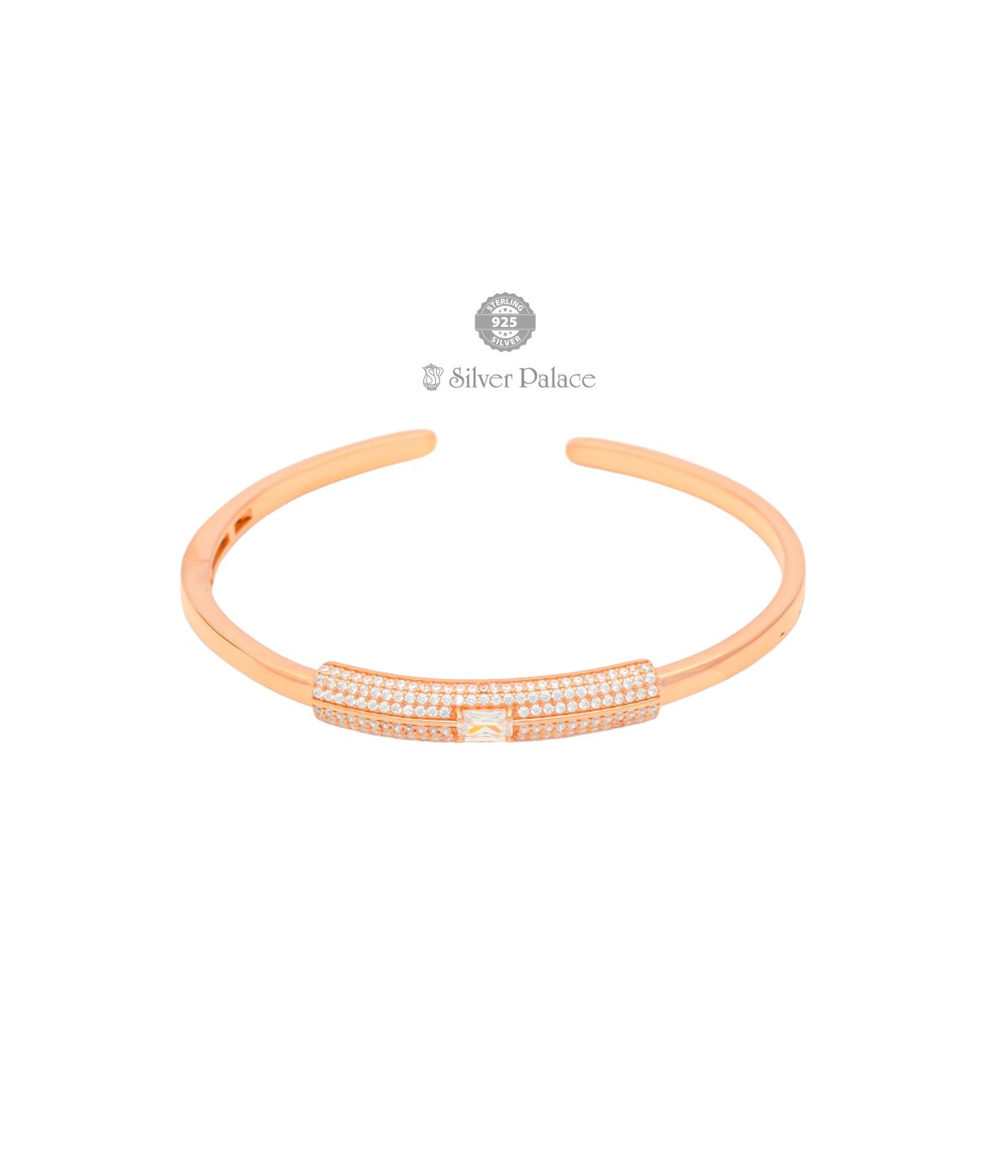 92.5 STERLING SILVER SHEYA COLLECTION ROSE GOLD WITH STONE CUFF KADA FOR WOMEN