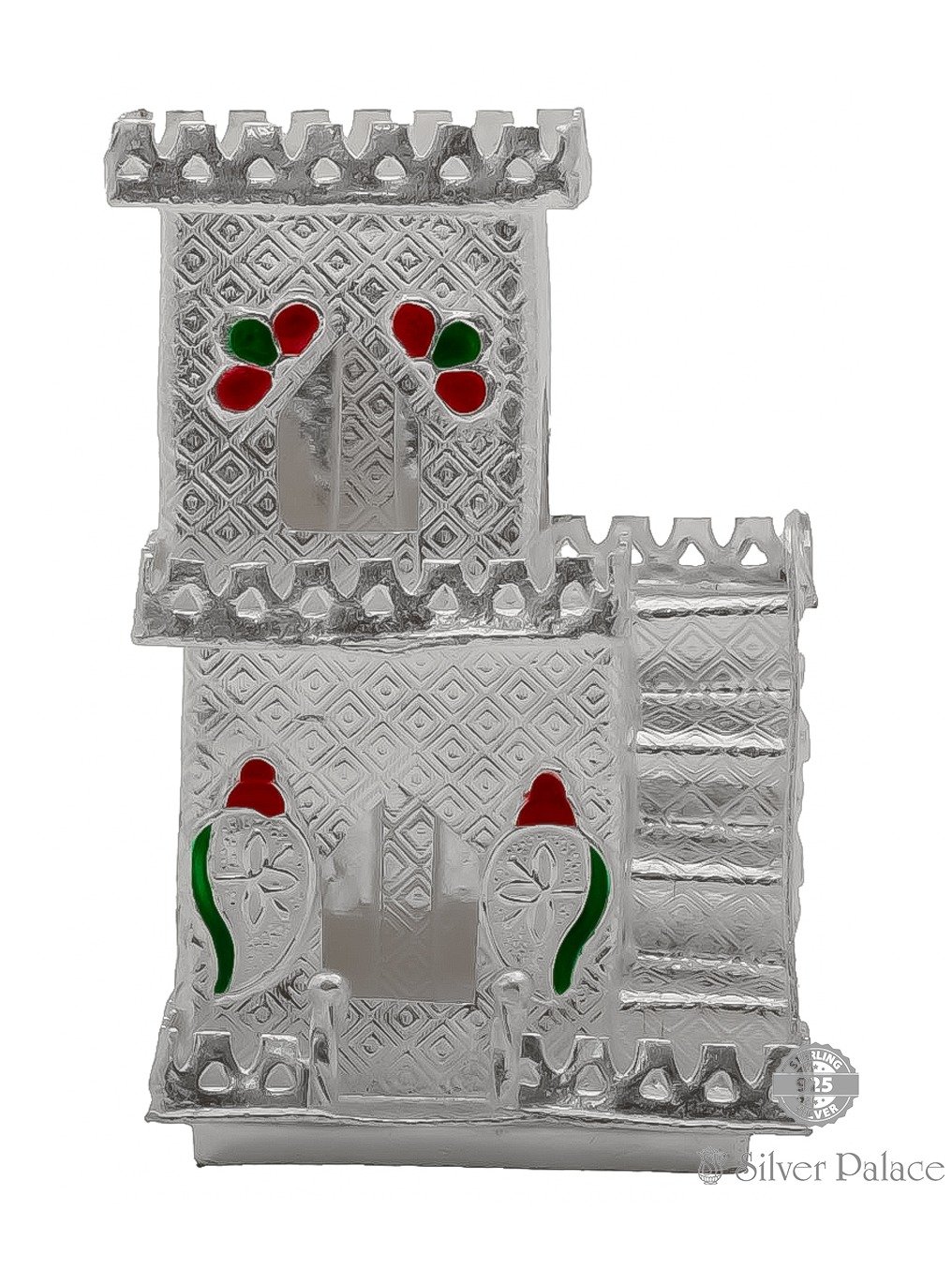 92.5 Silver Two Stories House For Pooja Decorations