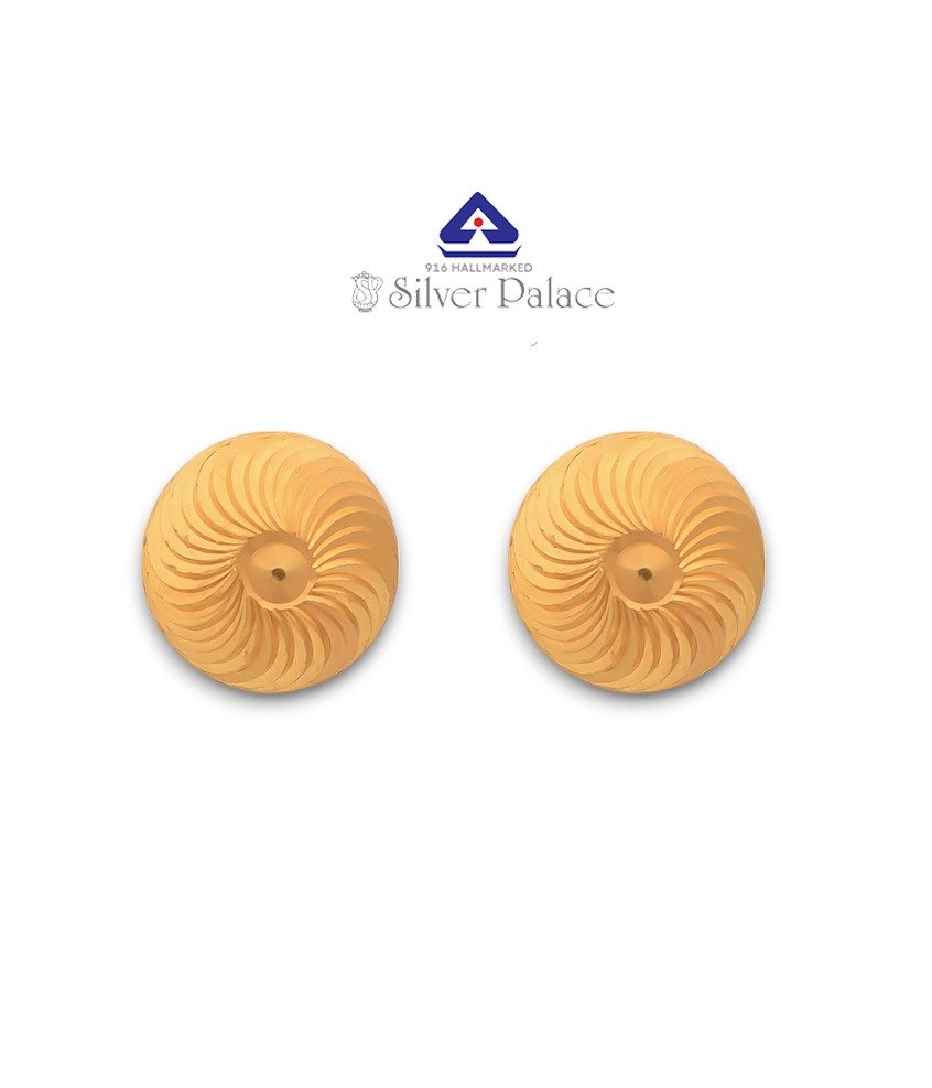916 Gold with Kanche Collection Carved Groove Design Earrings for Women 