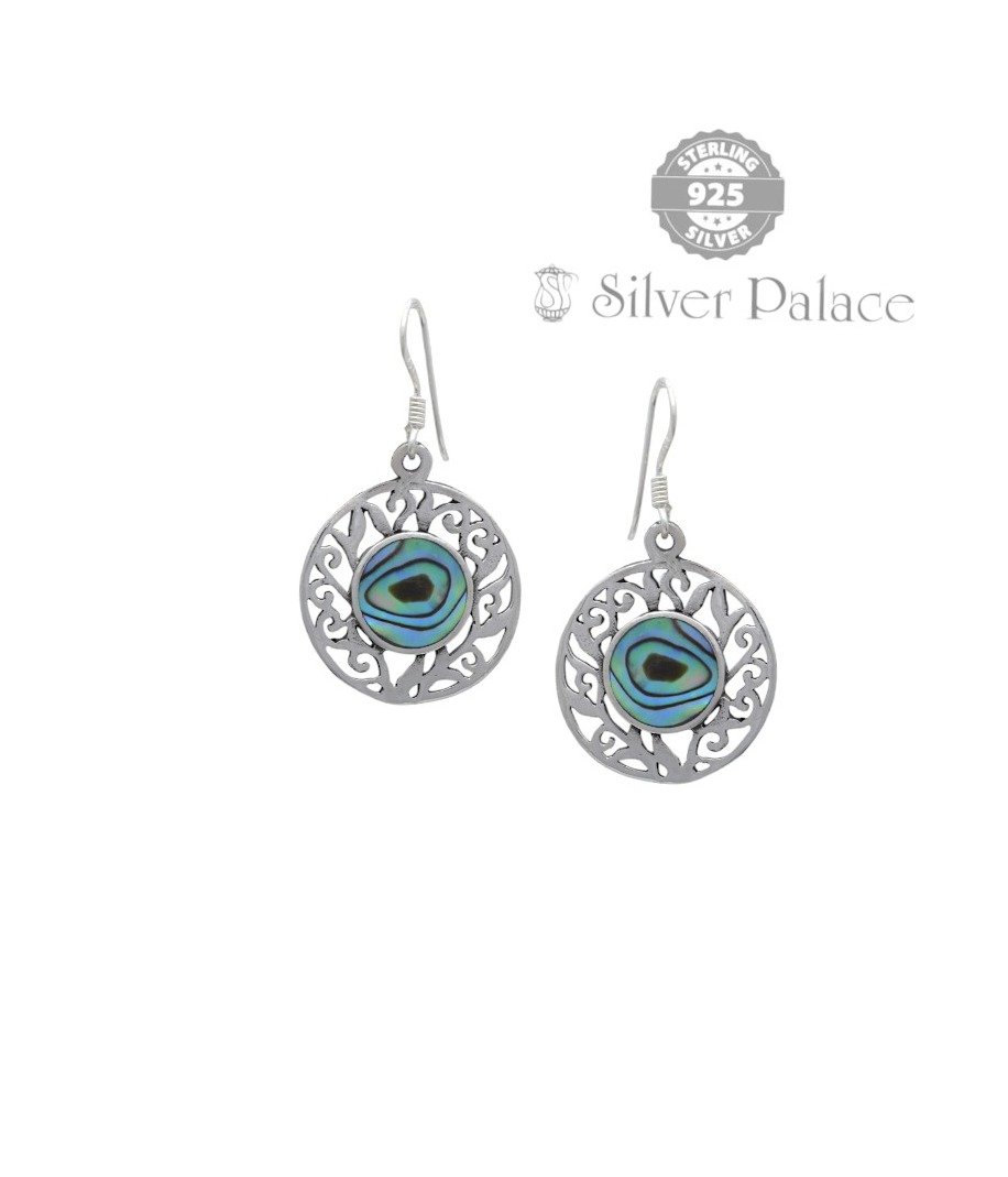 92.5 Sterling Silver Trishe Collection Rainbow Abalone Earrings For Girls 