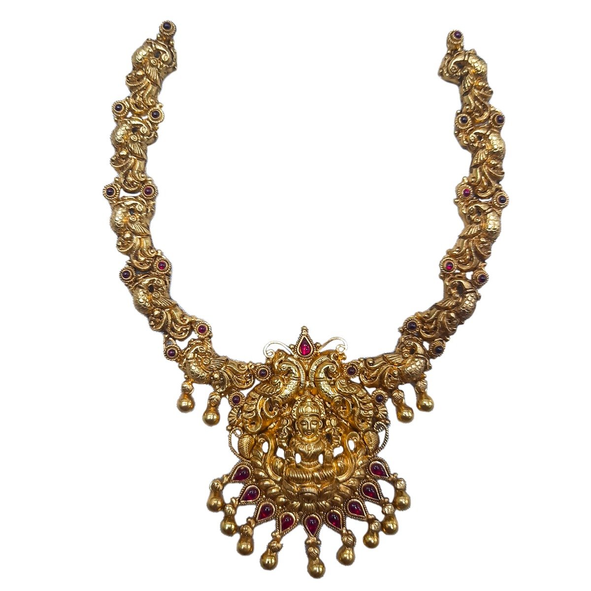 GOLD PLATED TRADITIONAL LAKSHMI NECKLACE IN SILVER