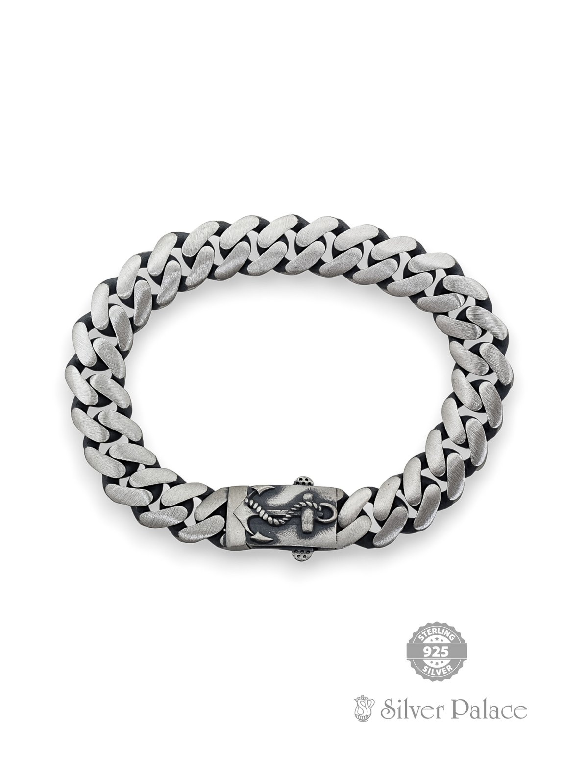 925 OXIDISED SILVER ANCHOR DESIGN TURKEY BRACELET FOR MAN MAAN COLLECTION 