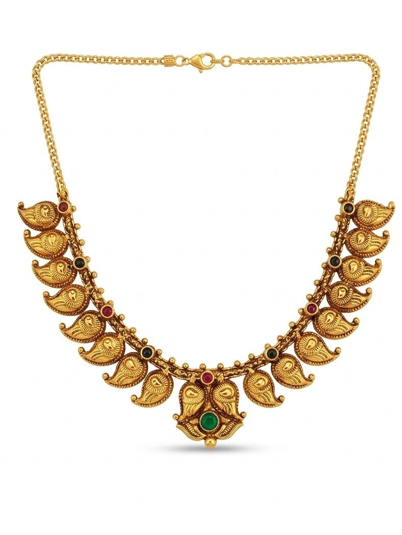 925 STERLING SILVER ANITE COLLECTION GOLD POLISHED PEACOCK DESIGN NECKLACE FOR WOMEN