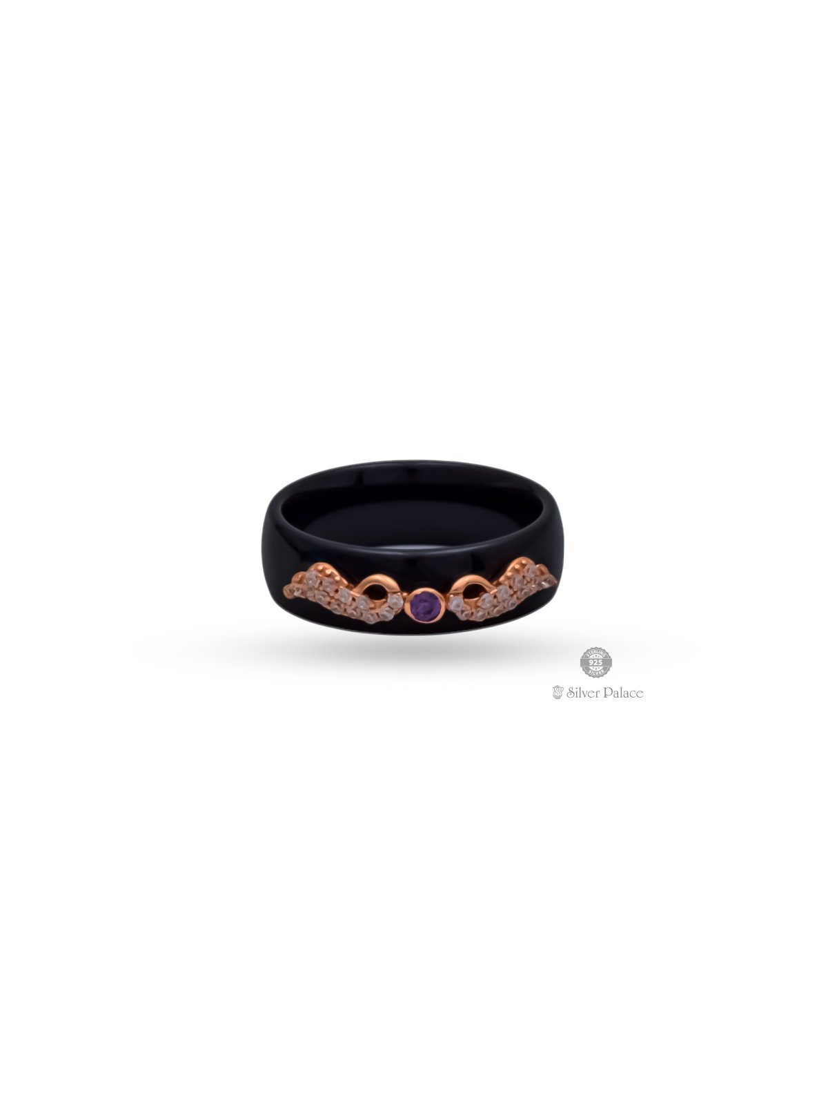 925 SILVER ROSE GOLD BLACK FINISH RING FOR GIRLS SHEYA COLLECTION 