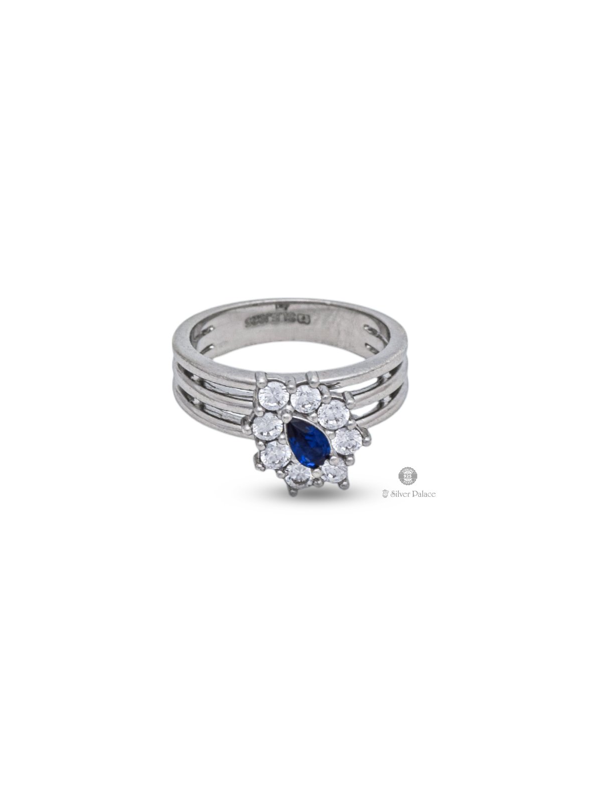 925 STERLING SILVER BLUE AND WHITE STONE RING FOR LADIES PUYA COLLECTION 