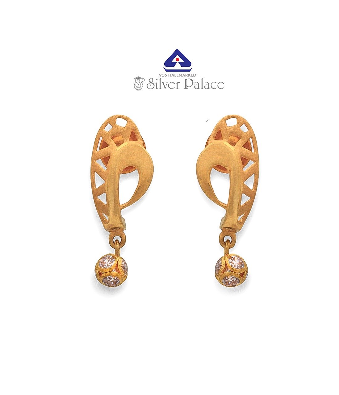 Pure Gold 916 purity Ear studs for Daily wear KANCHI COLLECTIONS