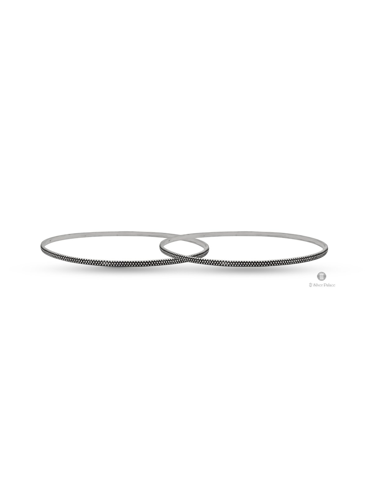 925 OXIDISED SILVER THIN SIZE DOTTED DESIGN BANGLES FOR WOMEN BHAVA COLLECTION 