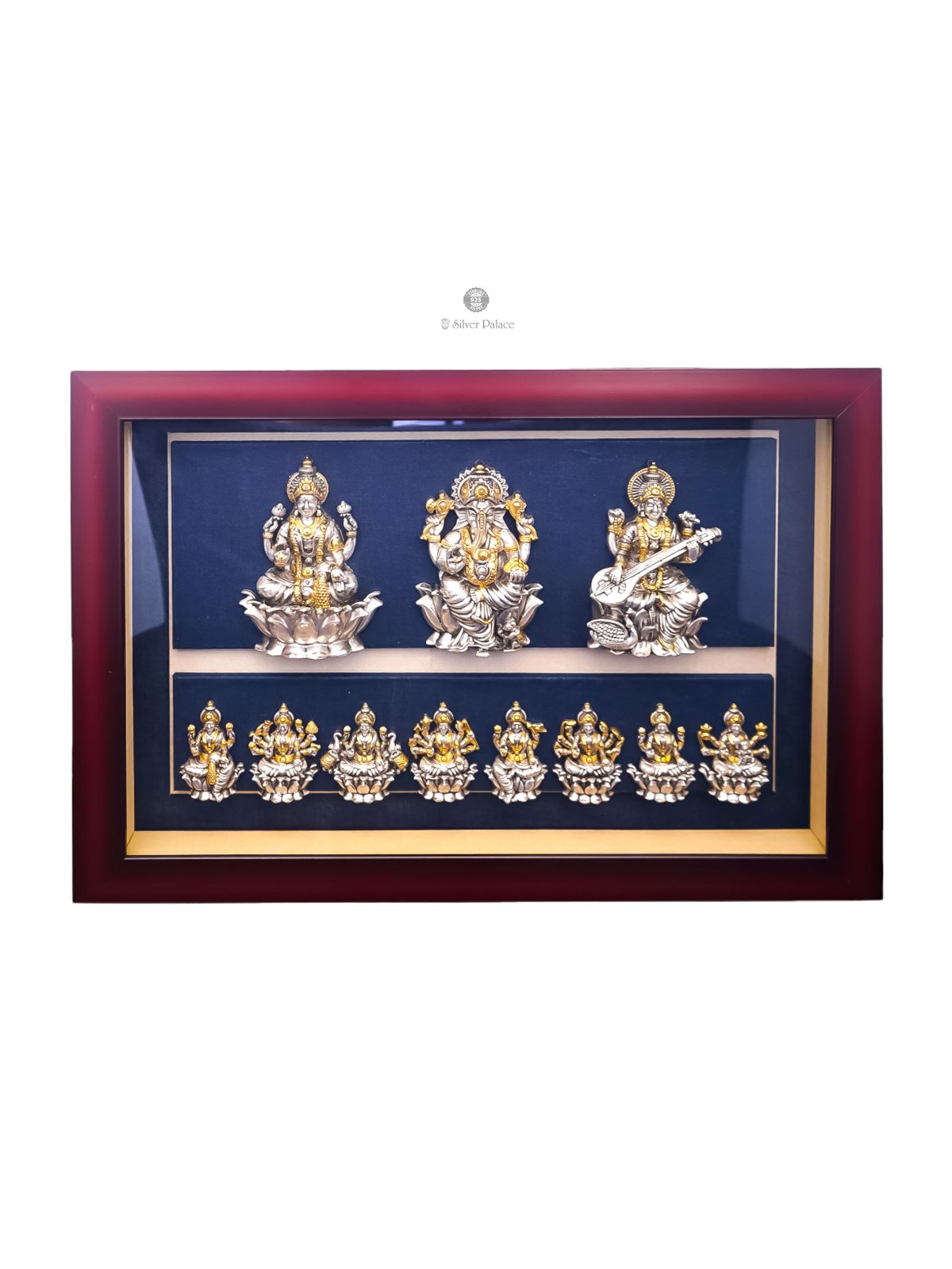 925 SILVER GOLD POLISHED LAKSHMI GANESH SARASWATHI WITH ASTALAKSHMI 3 in 1 PHOTO FRAME LAKSH COLLECTION LAKSH COLLECTION