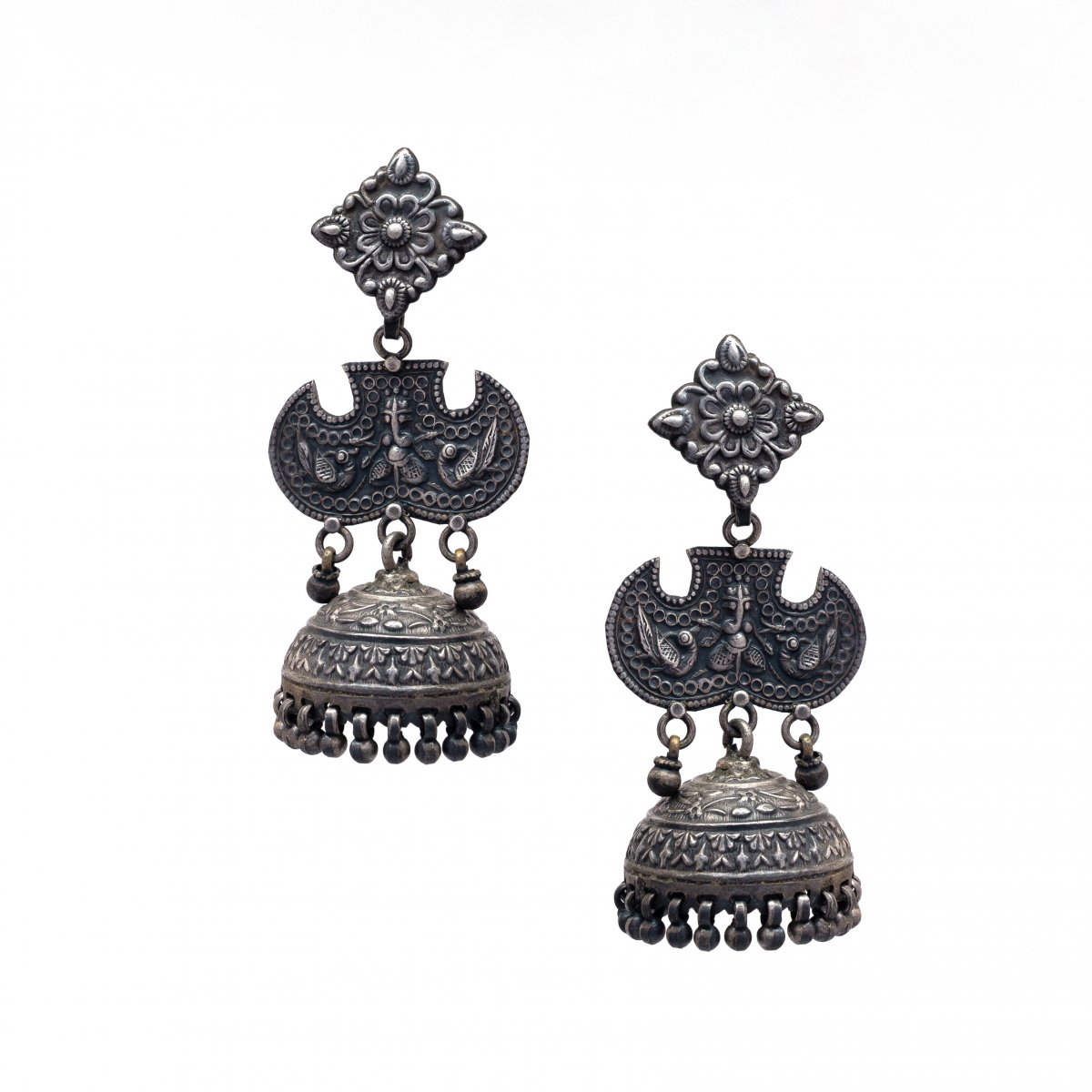 92.5 OXIDISED SILVER JHUMKA EARRINGS FOR WOMEN AND GIRLS