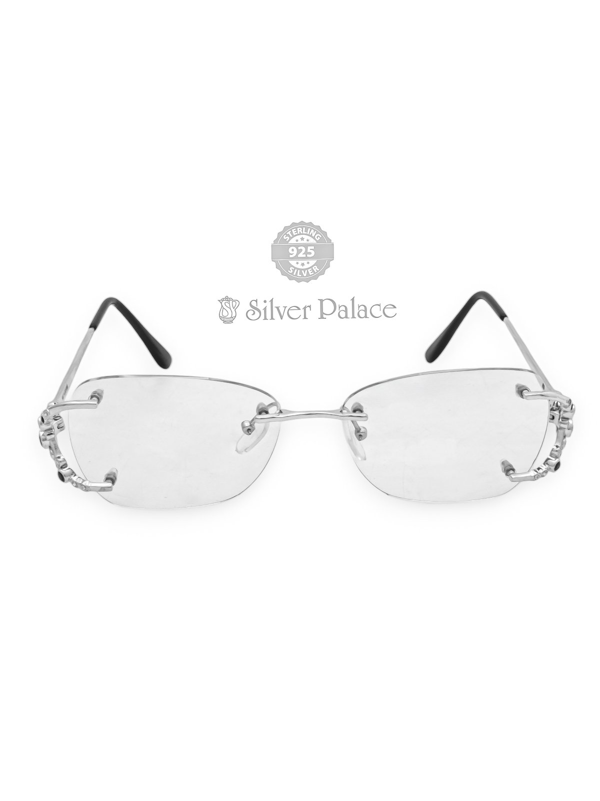 925 STERLING SILVER EYE GLASS WITH WHITE STONE GIRLS AND BOYS