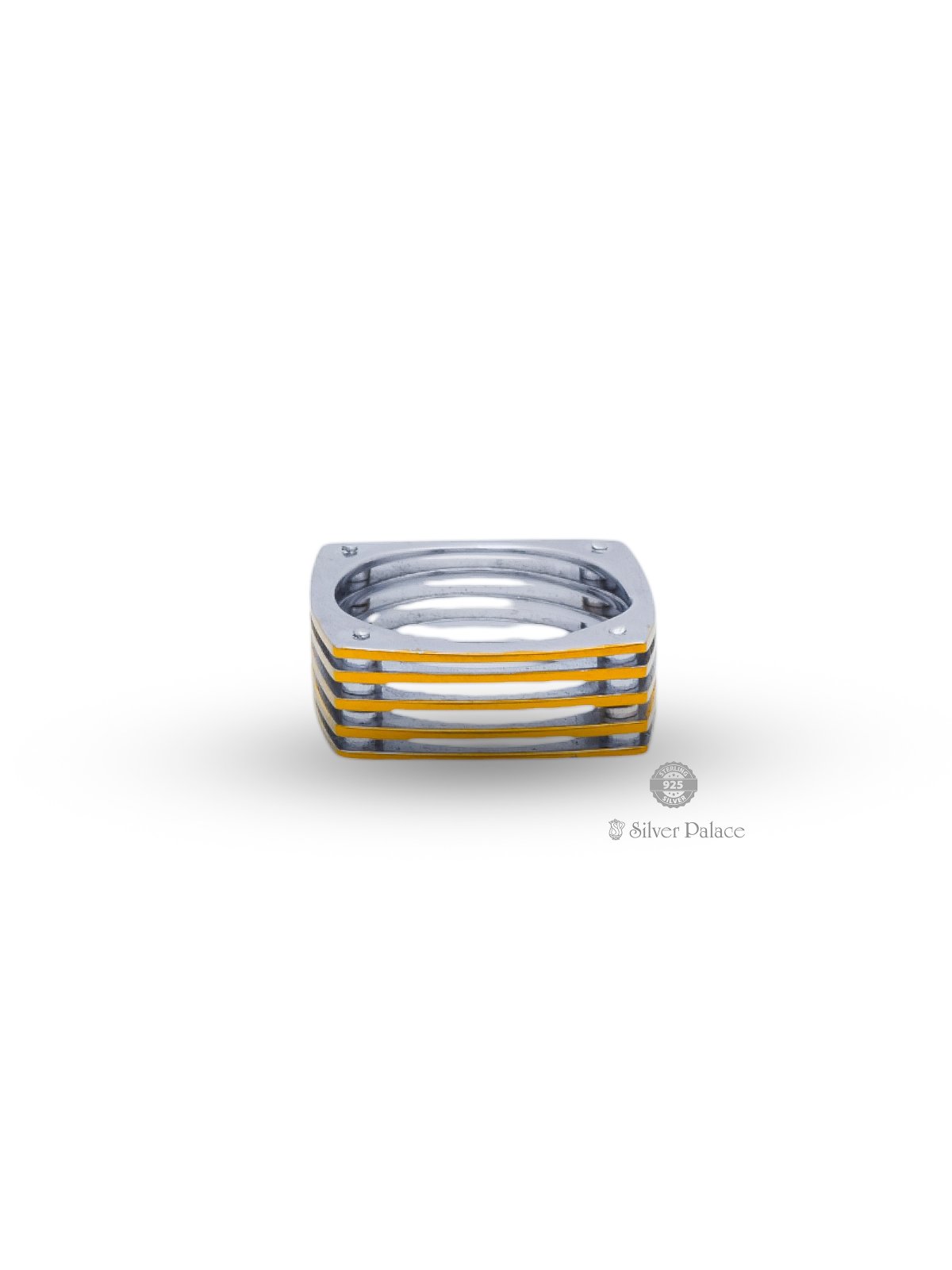 925 STERLING SILVER BOX TYPE 2-TONE RING FOR MEN