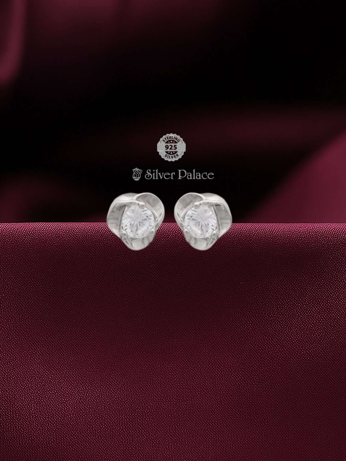 925 STERLING SILVER ROSE DESIGN EARRING FOR GIRLS ARJITA COLLECTION 