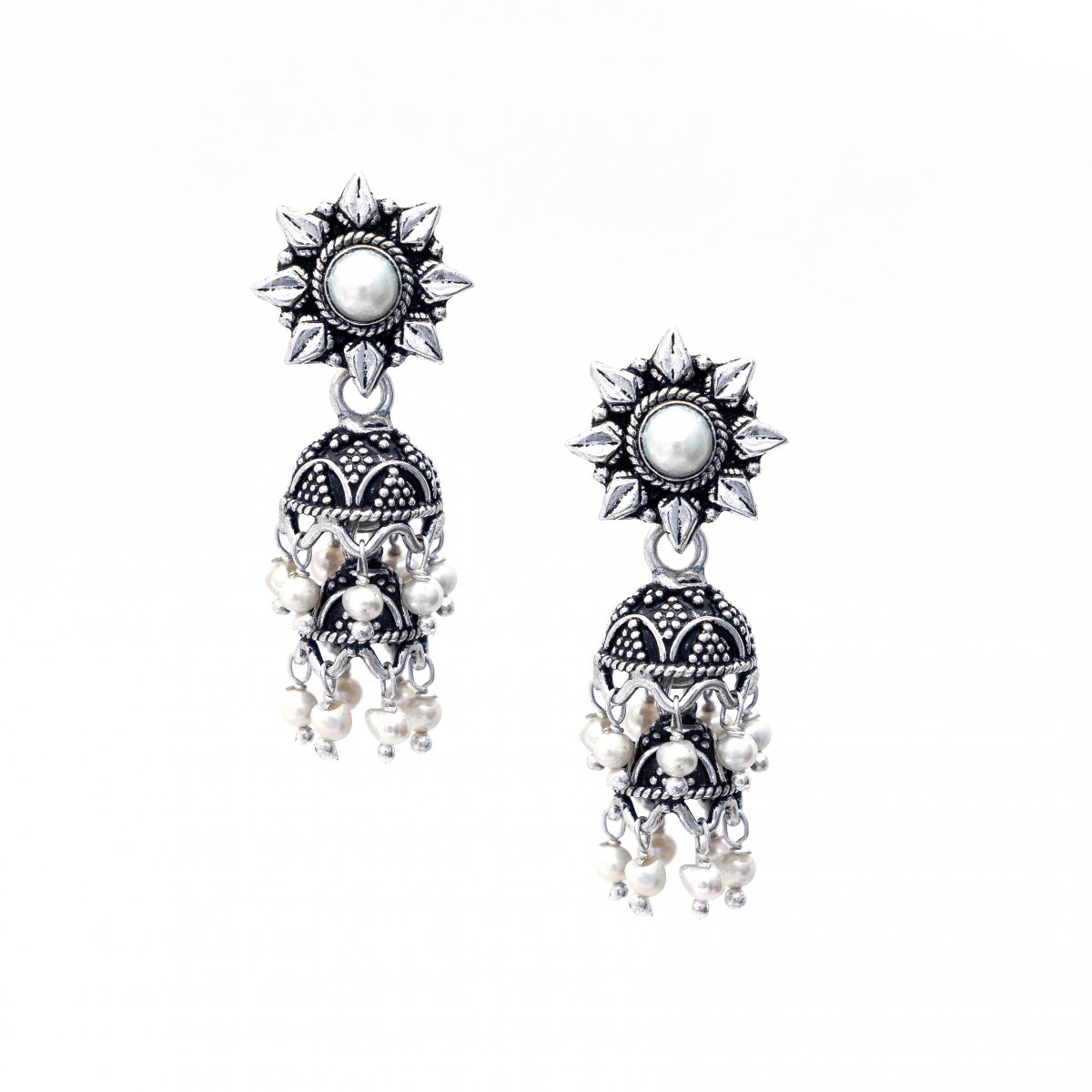 SILVER TRADITIONAL JHUMKA EARRING FOR GIRLS AND WOMEN 