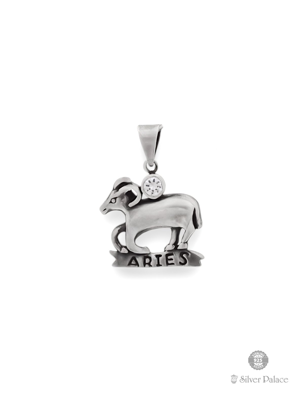 925 OXIDISED SILVER ARIES ZODIAC SIGN UNISEX PENDANT 