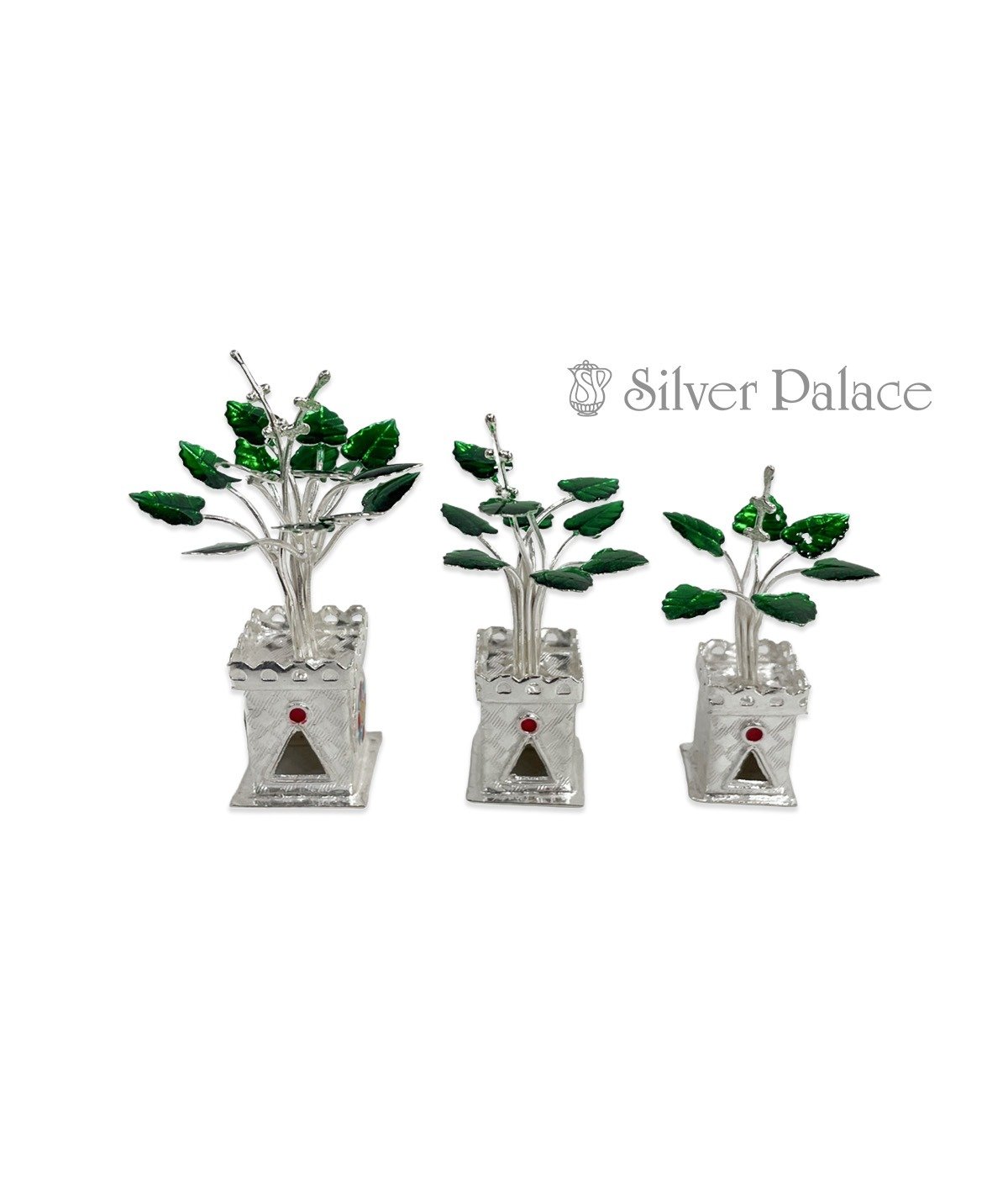 92.5 PURE SILVER  TULSI MAADAM WITH GREEN ENAMELLED LEAVES