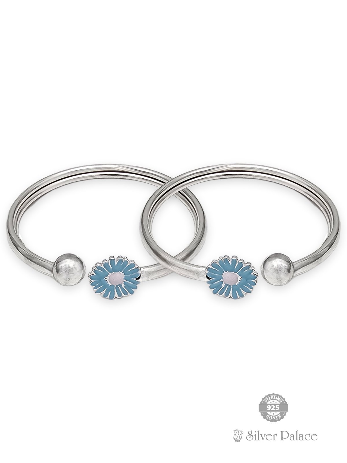 925 STERLING SILVER FLORAL DESIGN BANGLE FOR KIDS ARJITA COLLECTION 