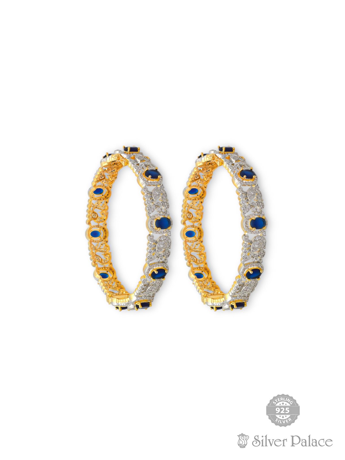 925 SILVER GOLD POLISHED PEACOCK DESIGN CZ STONE BANGLE FOR GIRLS ANITE COLLECTION 