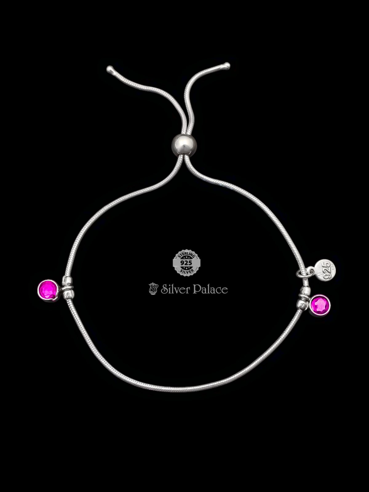 925 SILVER PINK STONE DESIGN SINGLE LEG ANKLET FOR GIRLS MAUVE COLLECTION 