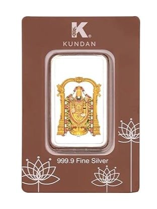KUNDAN PURE SILVER BALAJI COLERED 999 SILVER RECTANGULAR COIN BARS