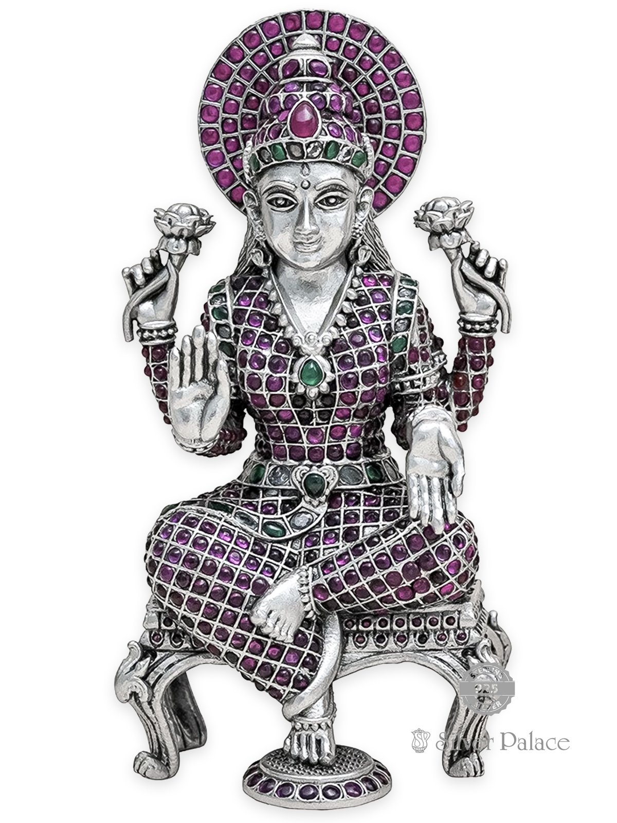 92.5 SILVER OXIDISED LC STONES LAKSHMI IDOL