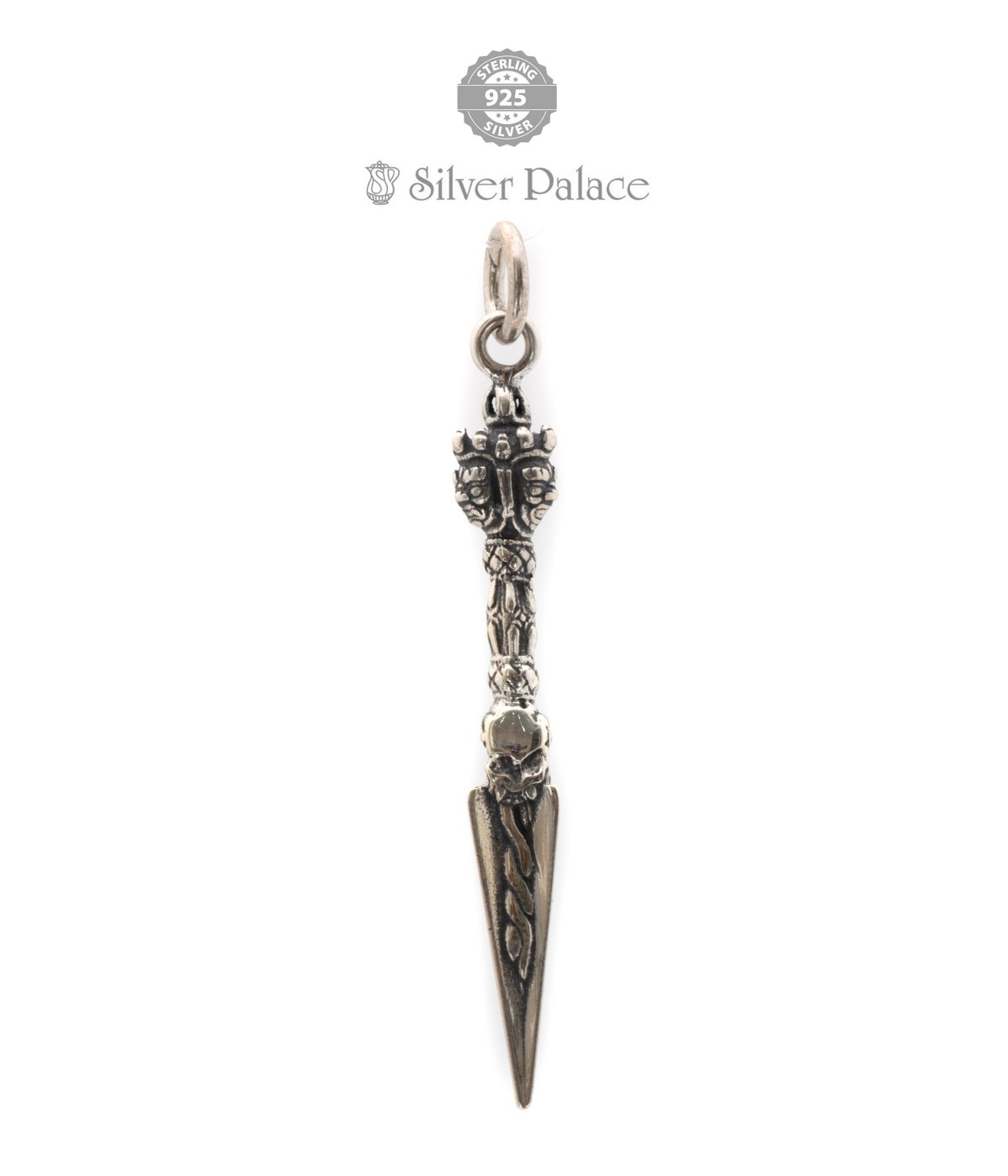  92.5 Silver Retro Awl Sword Charm Engraved Pendant