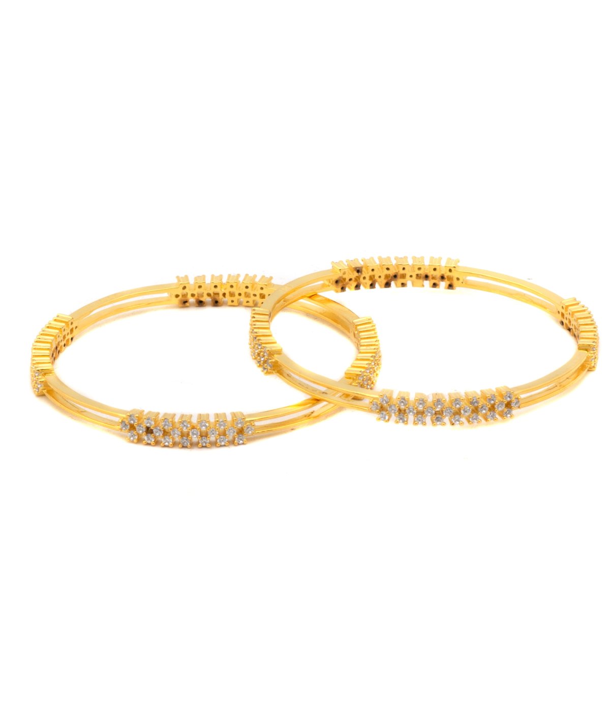 92.5 GOLD POLISH CUBIC ZIRCON STONE BANGLES FOR GIRLS AND WOMENS