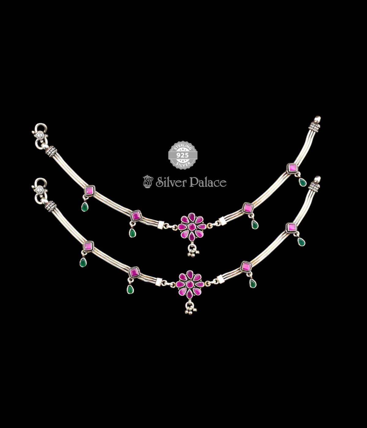 925 SILVER NEETH COOLECTION FLOWER DESIGN WITH CZ STONE ANKLET FOR GIRLS