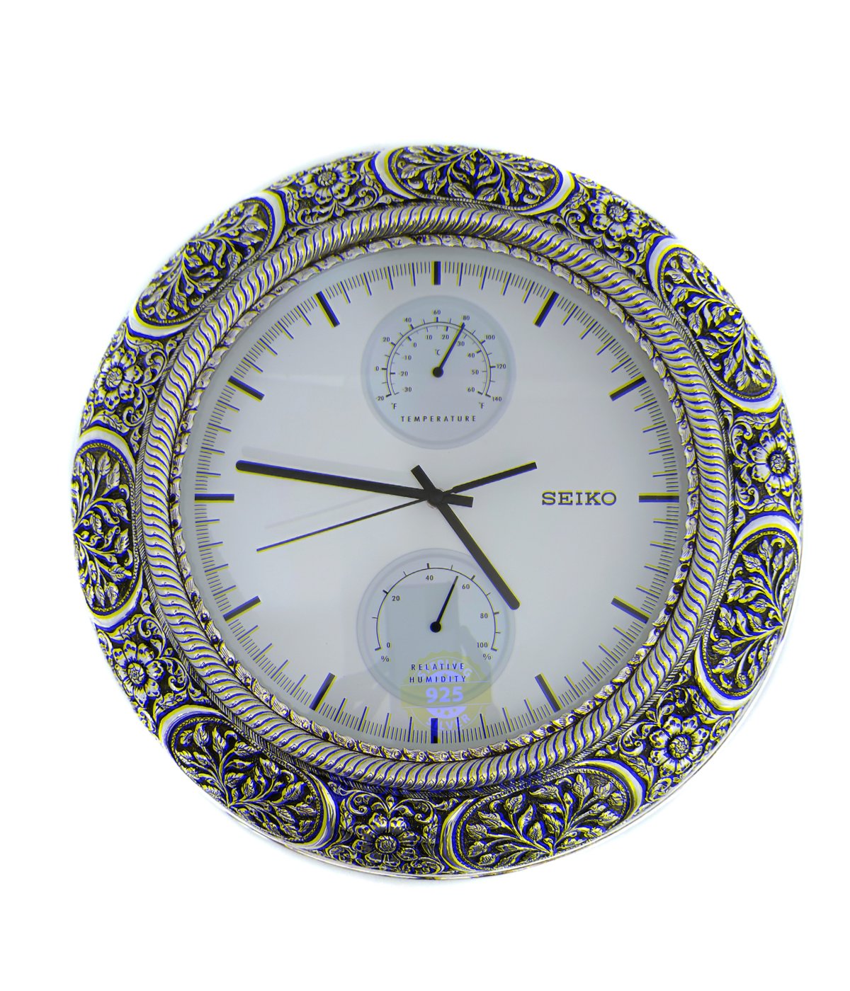925 pure silver antic wall clock for home decoration