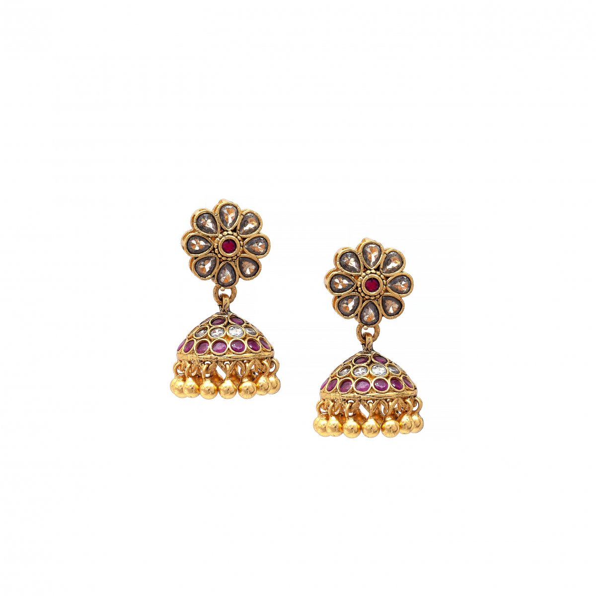 92.5 SILVER GOLD POLISHED ROUND NAGAS JHUMKI FOR GIRLS