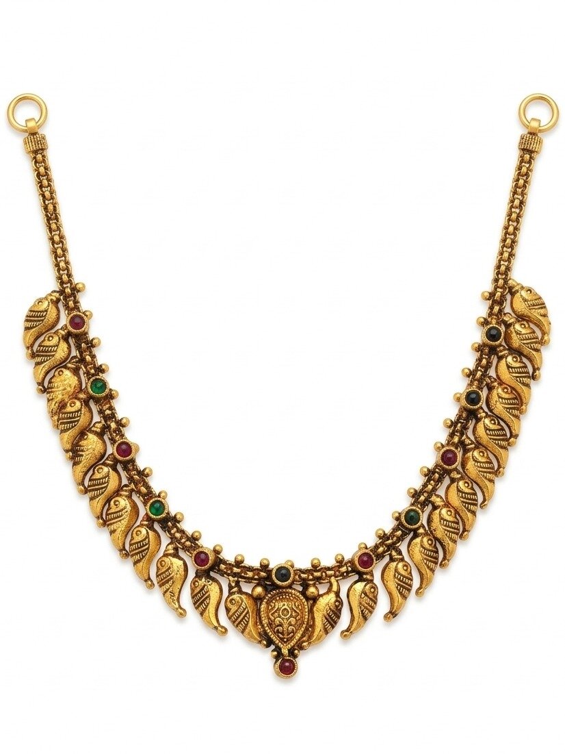 925 SILVER GOLD POLISHED MANGO DESIGN NECKLACE FOR LADIES ANITE COLLECTION 