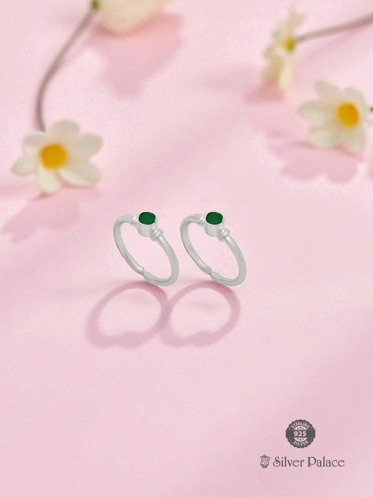 925 STERLING SILVER GREEN STONE TOE RING FOR LADIES NEETH COLLECTION 