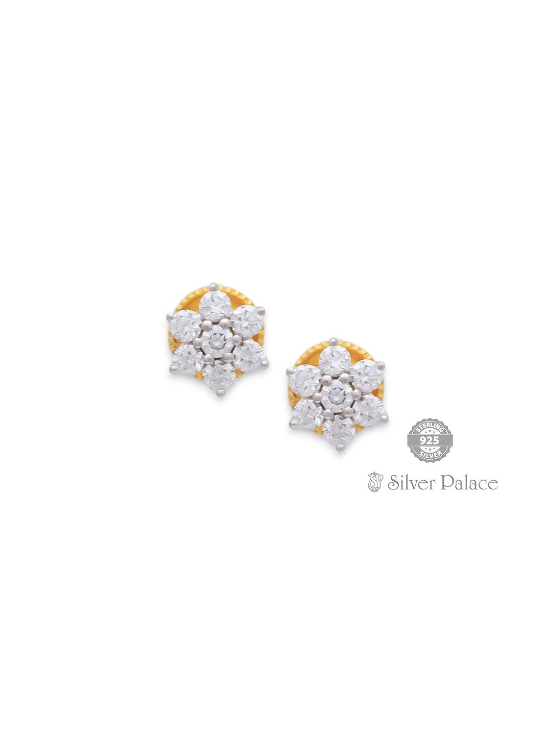 18kt pure gold floral design diamond stud for your loved one kanche collection 