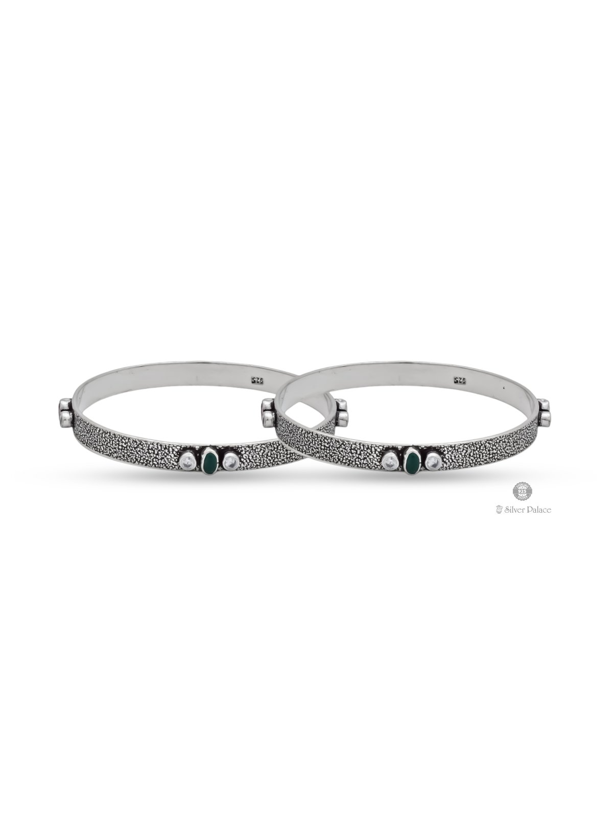 925 OXIDISED SILVER GREEN AND RED STONE BANGLES FOR WOMEN NEETH COLLECTION 
