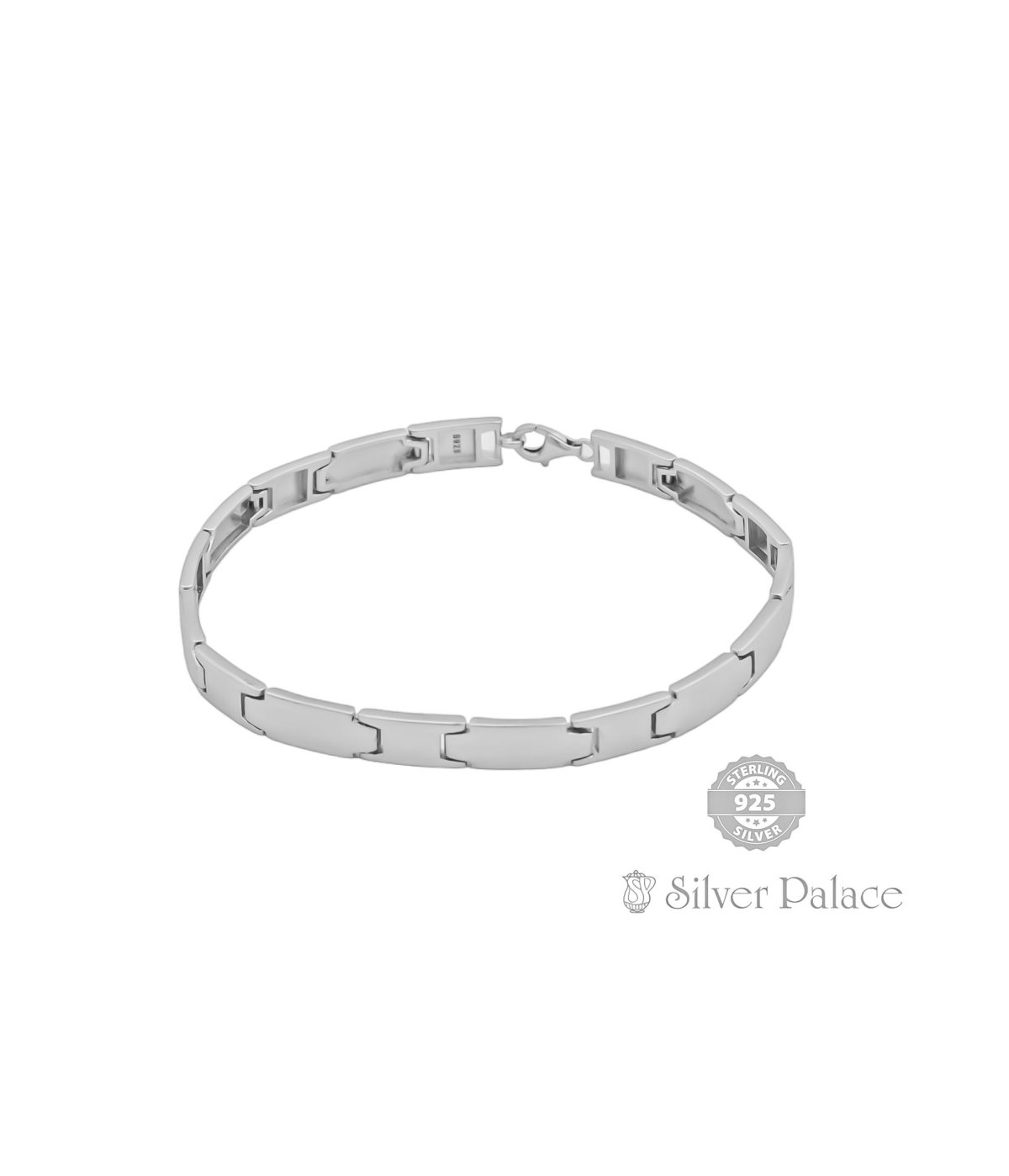 92.5 SILVER RHODIUM PLATED MENS BRACELET FOR DAILY WEAR 