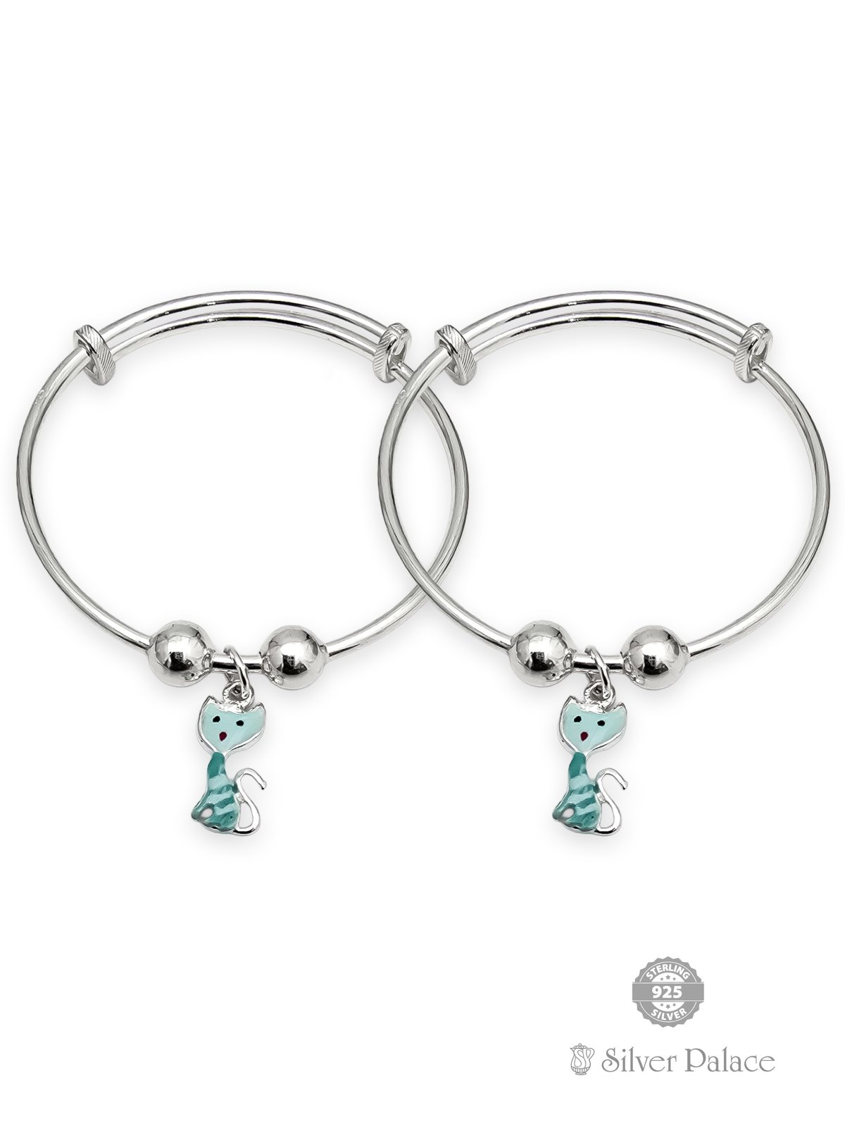 925 STERLING SILVER CAT DESIGN BANGLE FOR GIRLS ARJITA COLLECTON